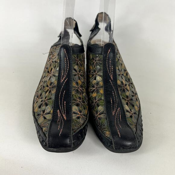 Pikolinos Slingback Sandals Women's 7.5 Multicolor Leather Floral Almond Toe - Picture 4 of 10